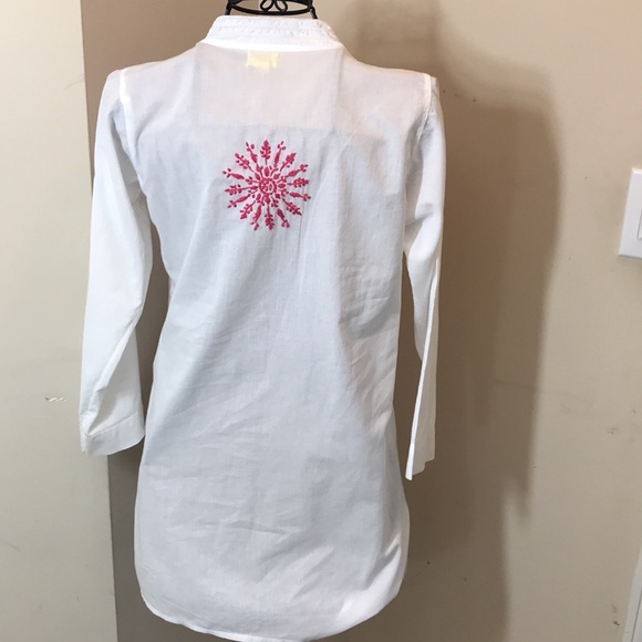 Roberta Roller Rabbit White & Pink Embroidered Tunic - Picture 5 of 9